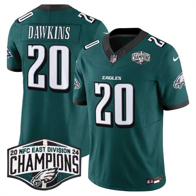 Mens Philadelphia Eagles #20 Brian Dawkins Green 2024 New NFC East Champions F.U.S.E. Vapor Untouchable Limited Stitched Jersey